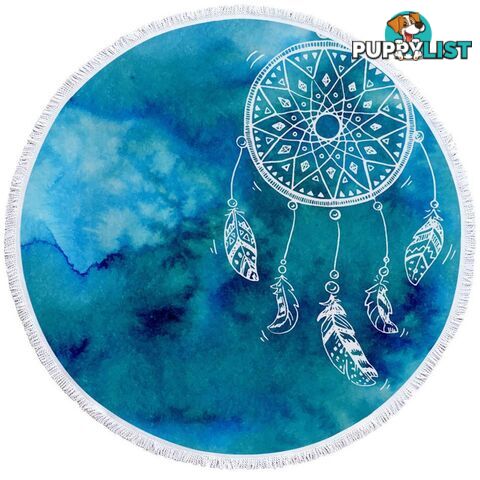 Blue Background Dream Catcher Beach Towel - Towel - 7427046311540