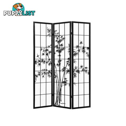 Room Divider Screen Privacy Pine Wood Stand Shoji Bamboo Black White - Artiss - 9355720047417