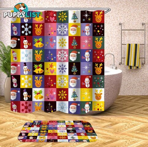 Colorful Christmas Checkers Shower Curtain - Curtain - 7427045989726