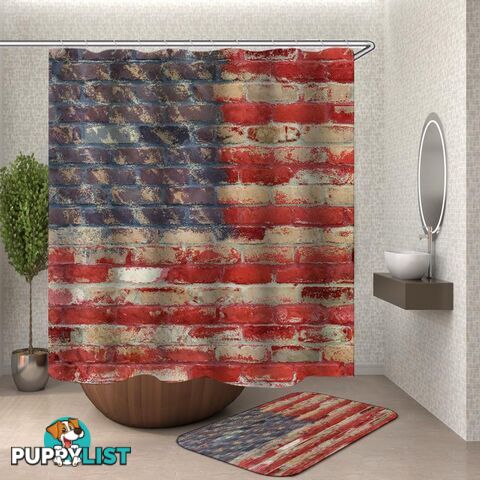 Brick Wall American Flag Shower Curtain - Curtain - 7427046112598