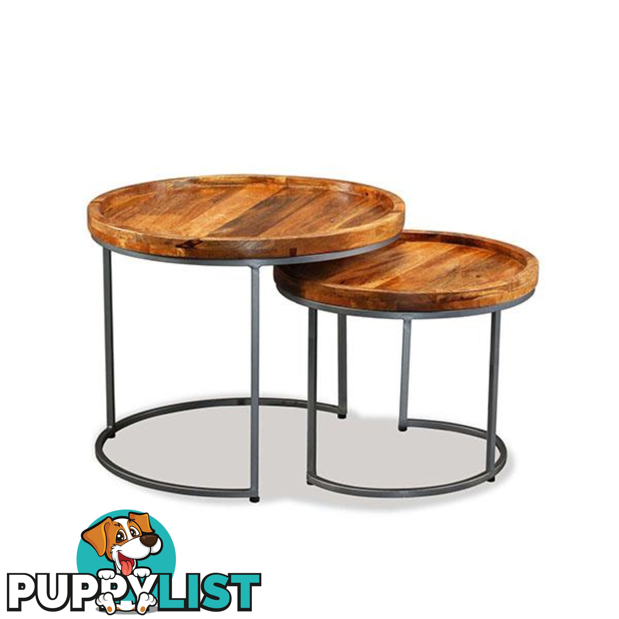 Side Table Set 2 Pieces Solid Mango Wood - Side Table - 8718475557258