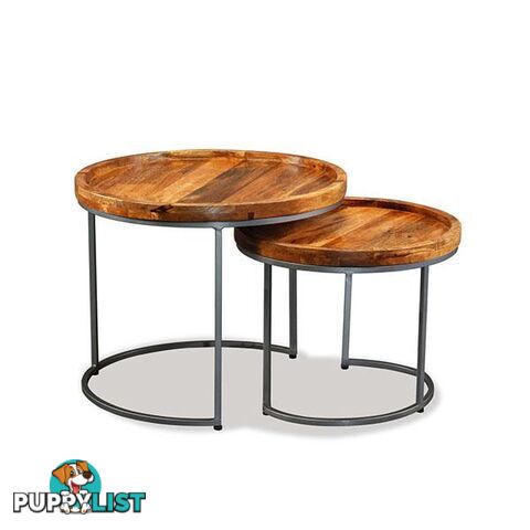 Side Table Set 2 Pieces Solid Mango Wood - Side Table - 8718475557258