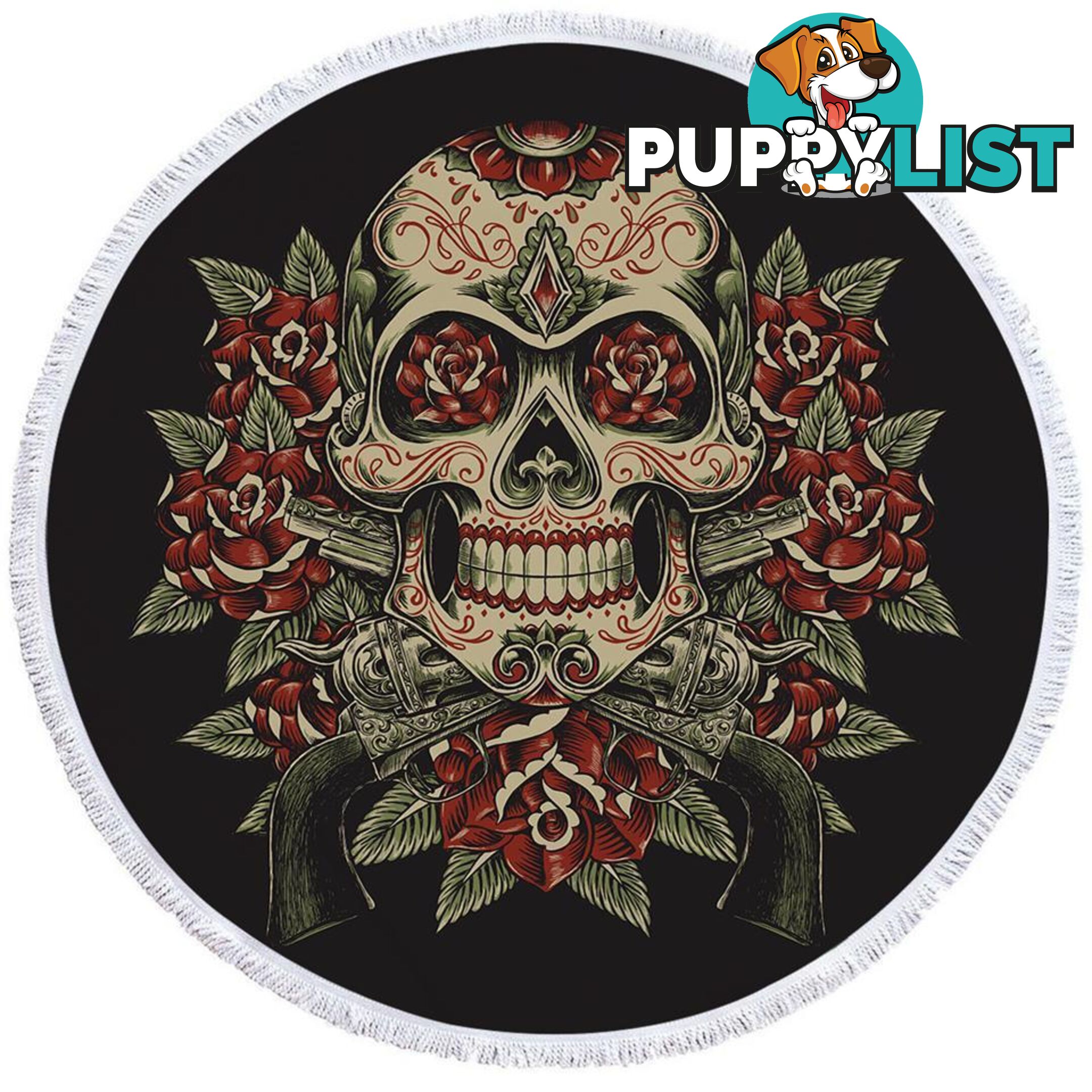 Skull Guns and Roses Beach Towel - Towel - 7427046320771