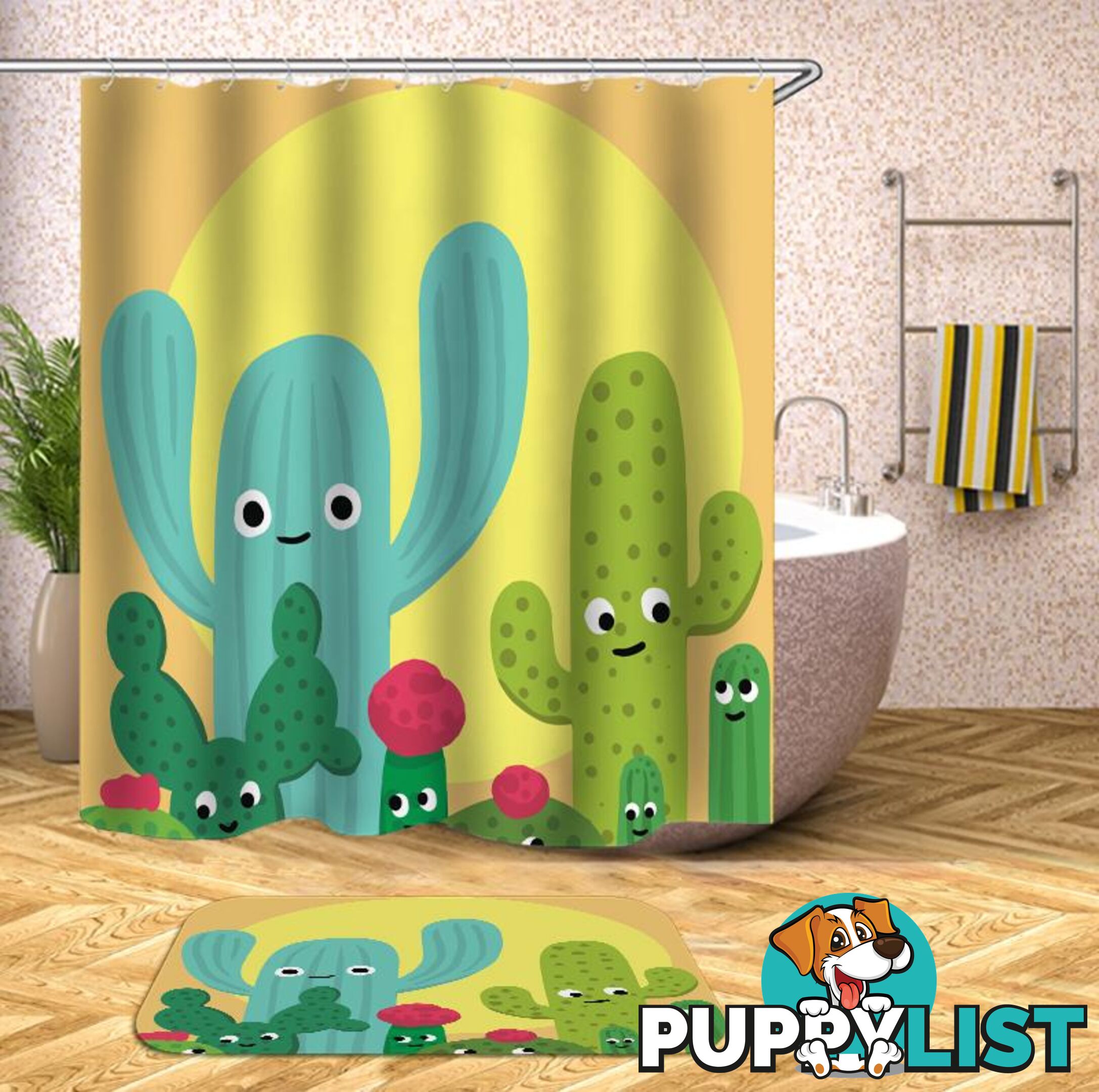 Friendly Cactus Shower Curtain - Curtain - 7427046087018