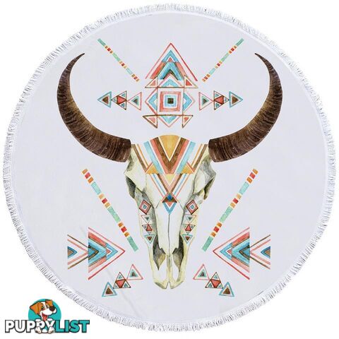 Multi Colored Bull Skull Beach Towel - Towel - 7427046308298