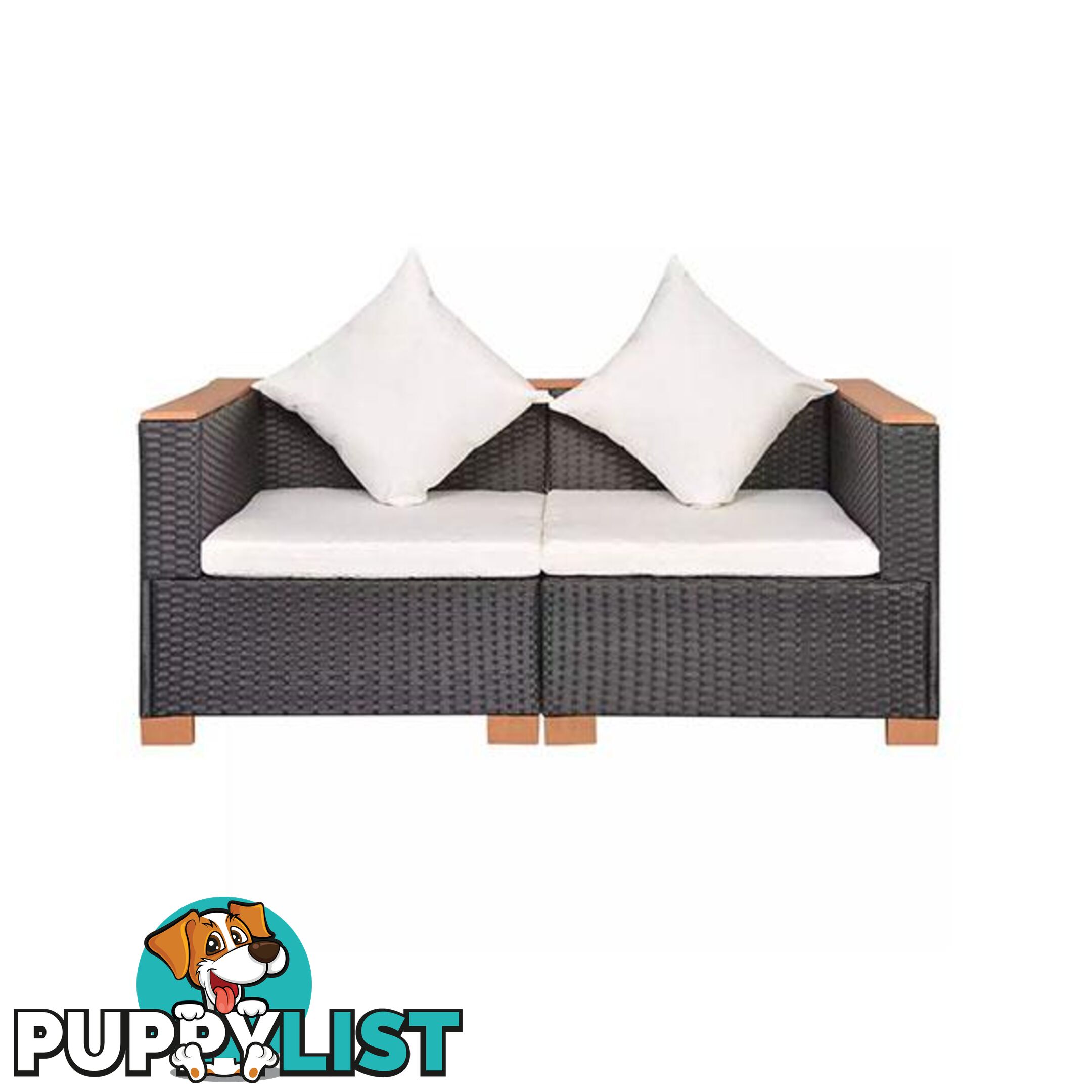 6 Piece Garden Sofa Set Poly Rattan Wpc Top Black - Unbranded - 8718475503590