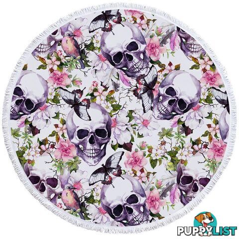 Floral Skulls Beach Towel - Towel - 7427046308465