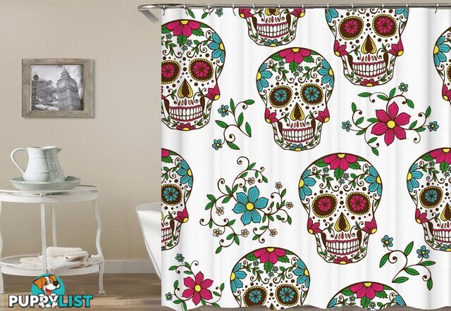 Colorful Blooming Skulls Shower Curtain - Curtain - 7427005910067