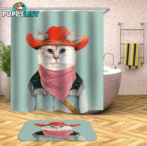 Cowboy Cat Shower Curtain - Curtain - 7427045959286