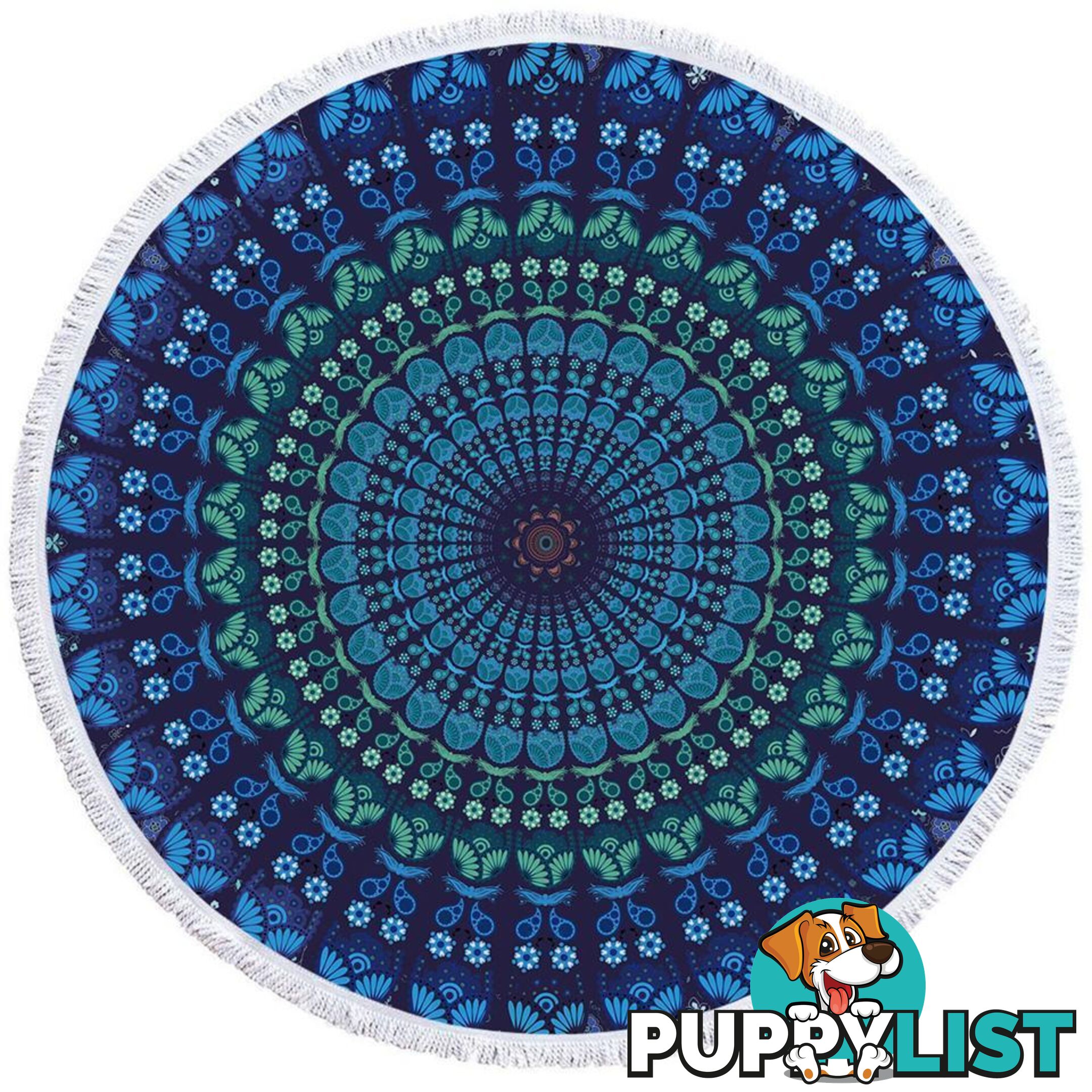 Blue Hues Mandala Circle Beach Towel - Towel - 7427046326704