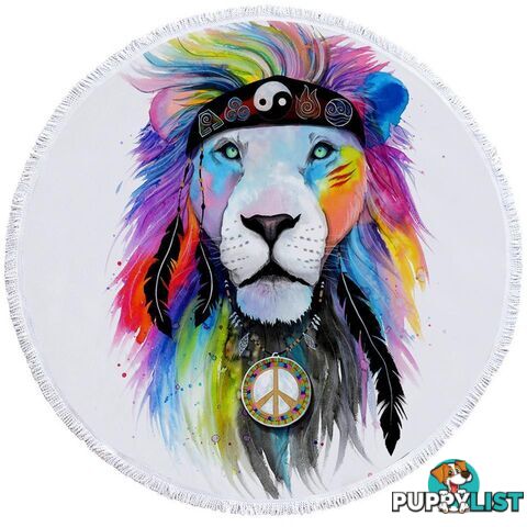 Hippie Lion Beach Towel - Towel - 7427046329767