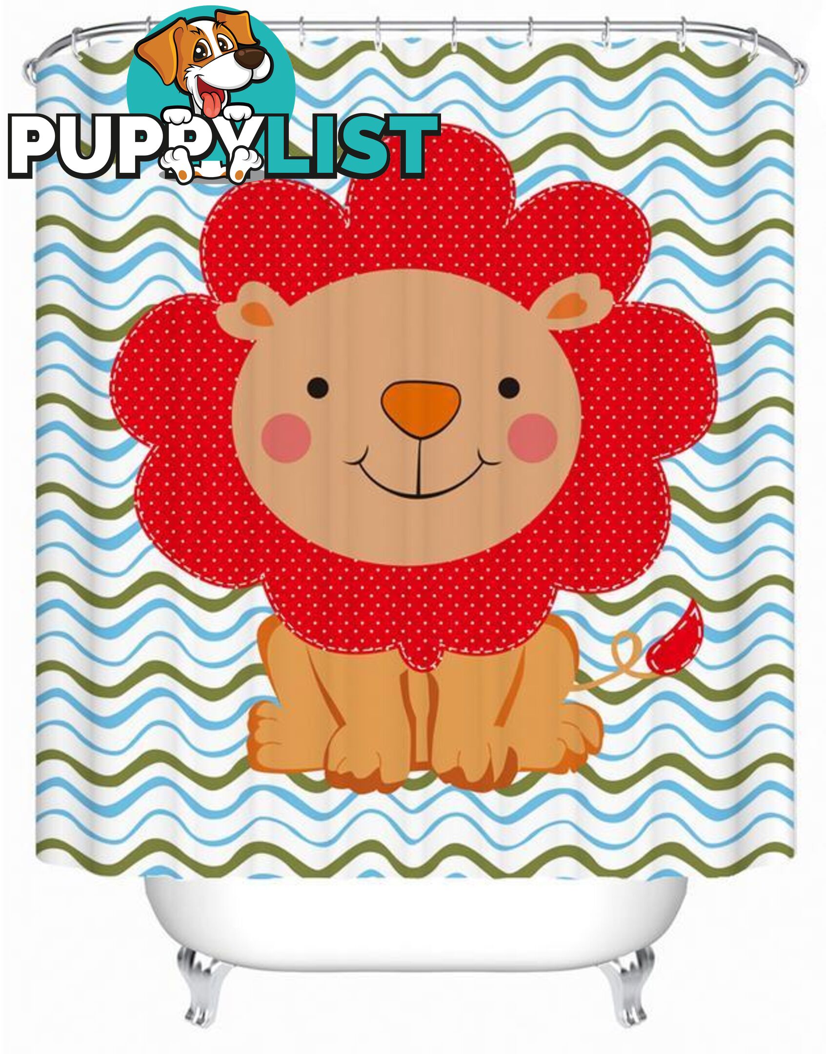 Children's Lion Drawing Shower Curtain - Curtain - 7427045920798