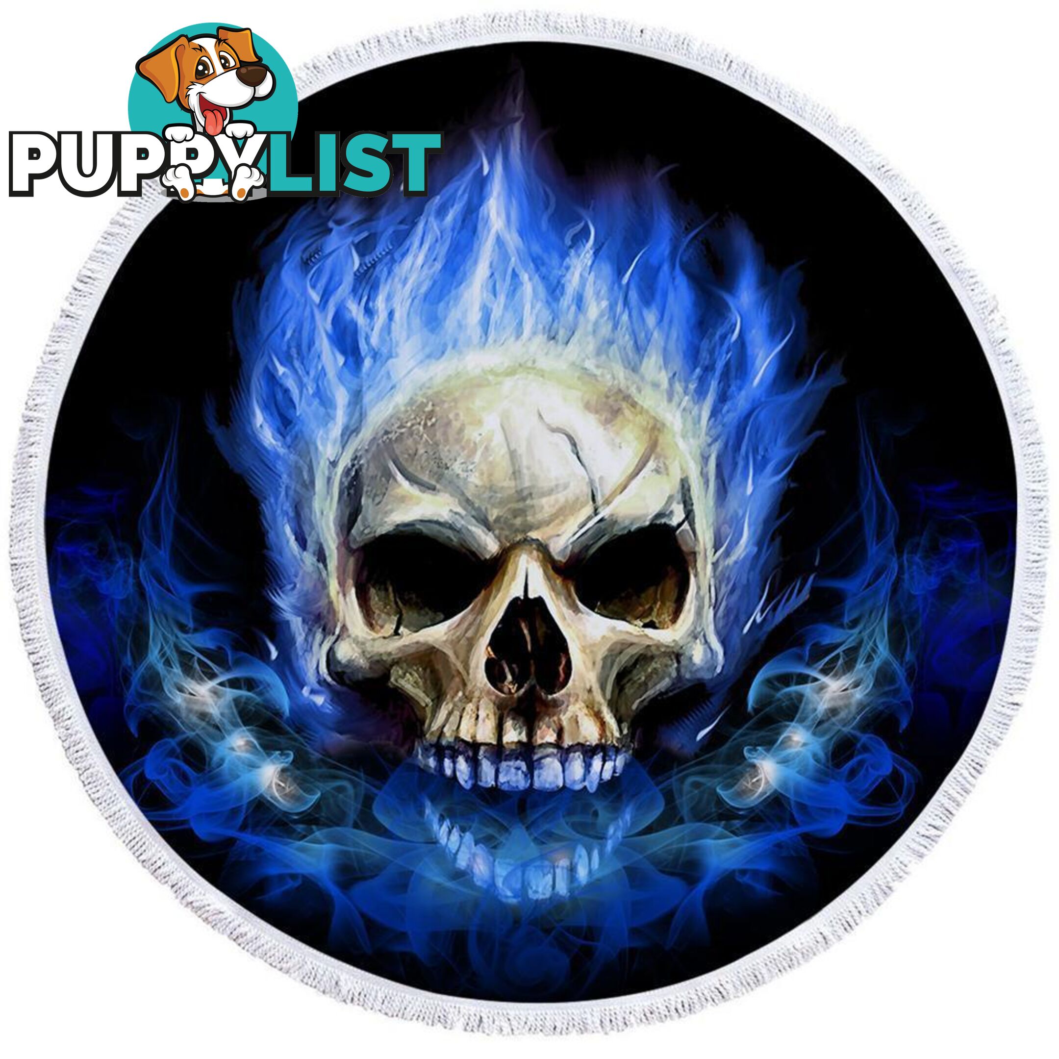 Blue Flames Skull Beach Towel - Towel - 7427046312448