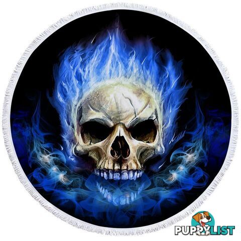 Blue Flames Skull Beach Towel - Towel - 7427046312448