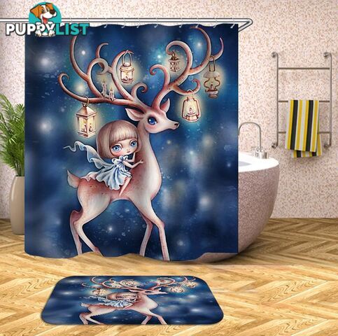 Cartoon Girl Riding A Deer Shower Curtain - Curtain - 7427045945555