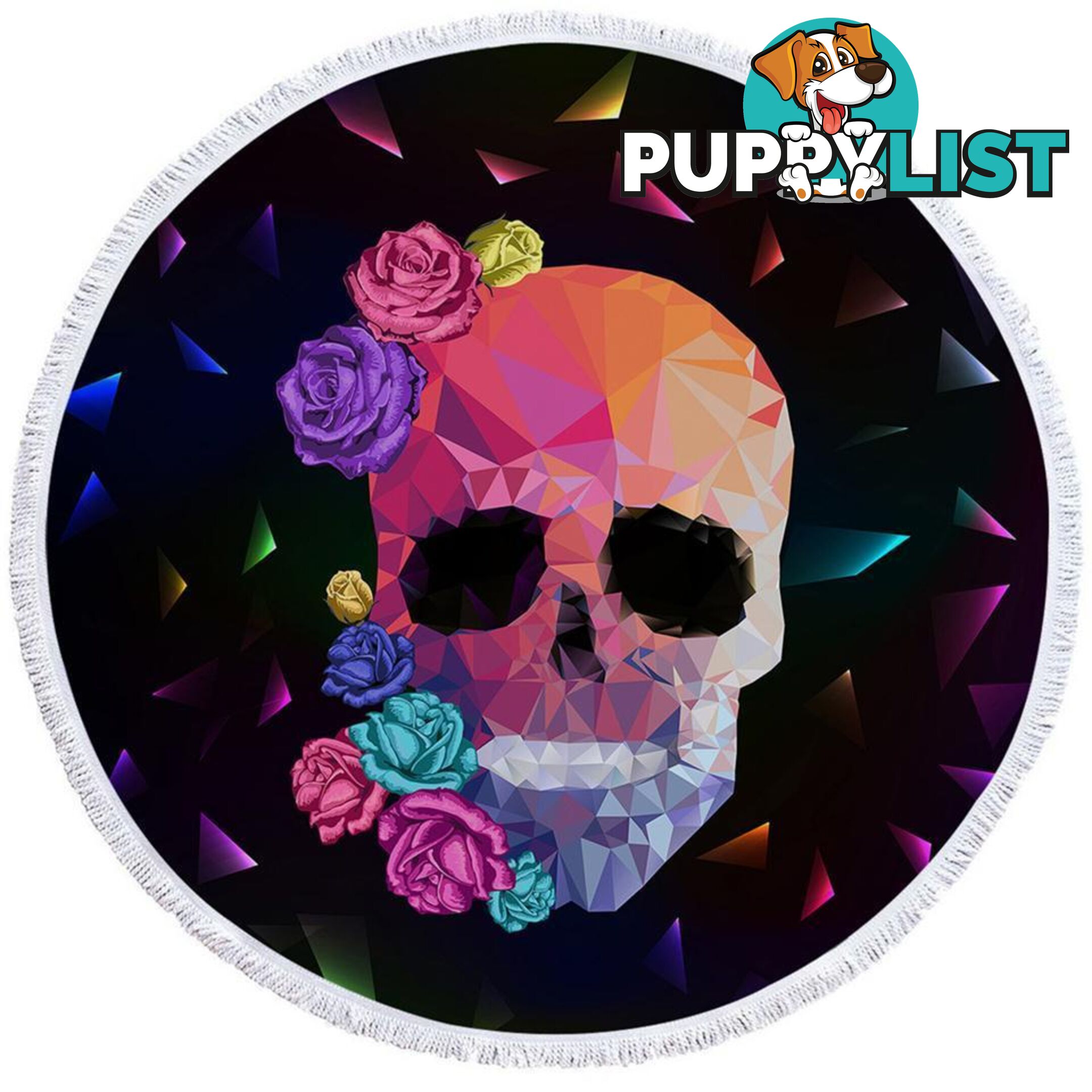 Artistic Skull and Roses Beach Towel - Towel - 7427046328944