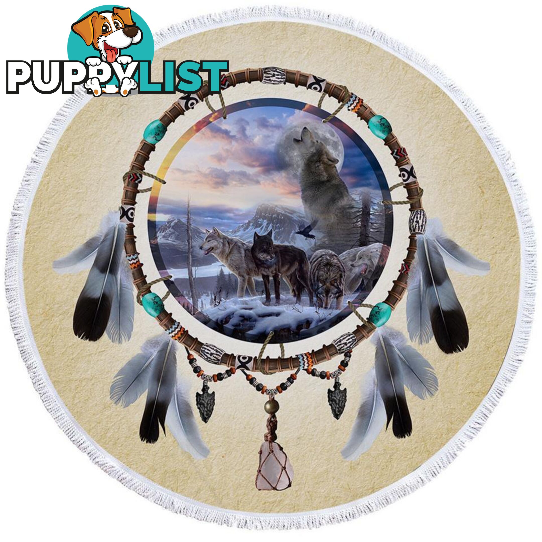 Dream Catcher Wolf Pack Beach Towel - Towel - 7427046313520