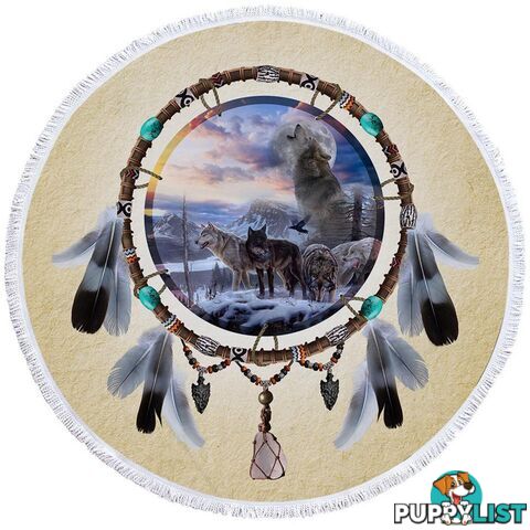 Dream Catcher Wolf Pack Beach Towel - Towel - 7427046313520