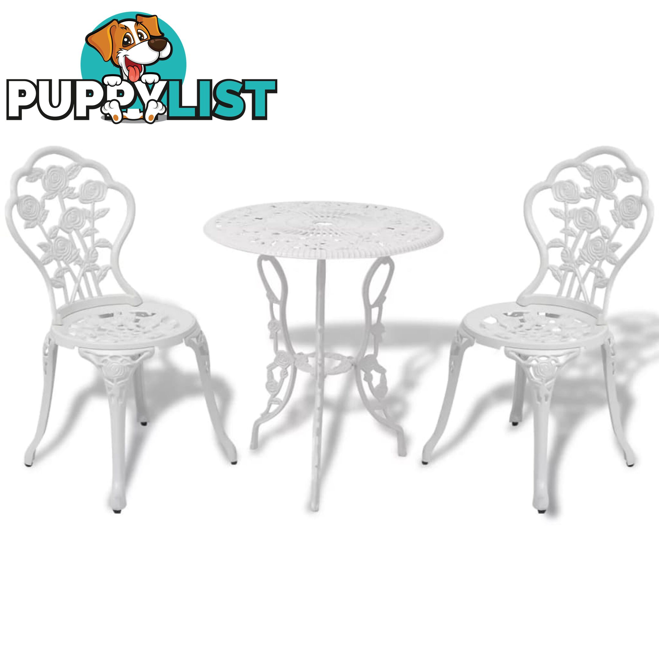 Bistro Set 3 Pieces White Cast Aluminum - Unbranded - 9476062037000