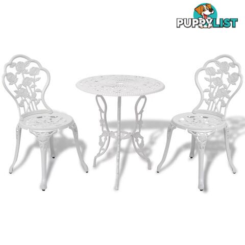 Bistro Set 3 Pieces White Cast Aluminum - Unbranded - 9476062037000