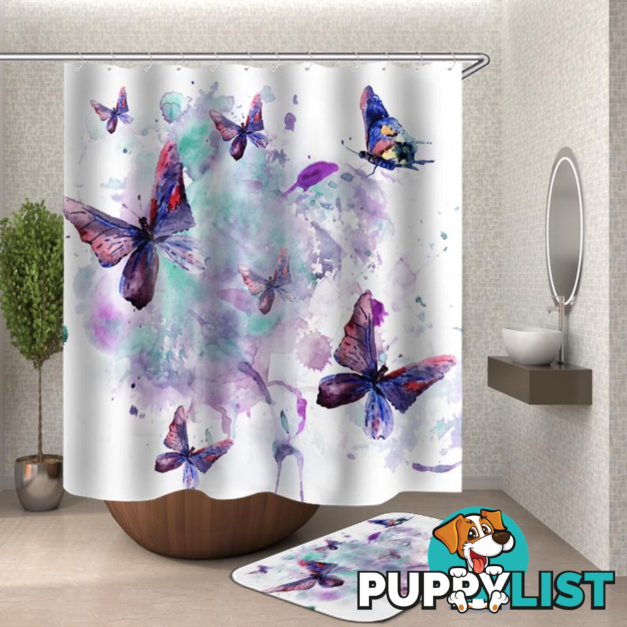 Watercolor Painting Butterflies Shower Curtain - Curtain - 7427046122450