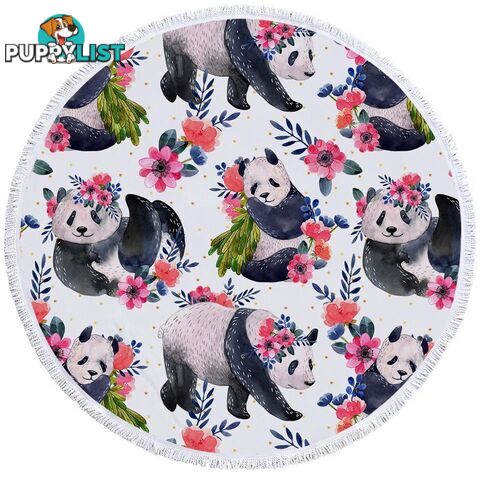 Floral Pandas Beach Towel - Towel - 7427046305853