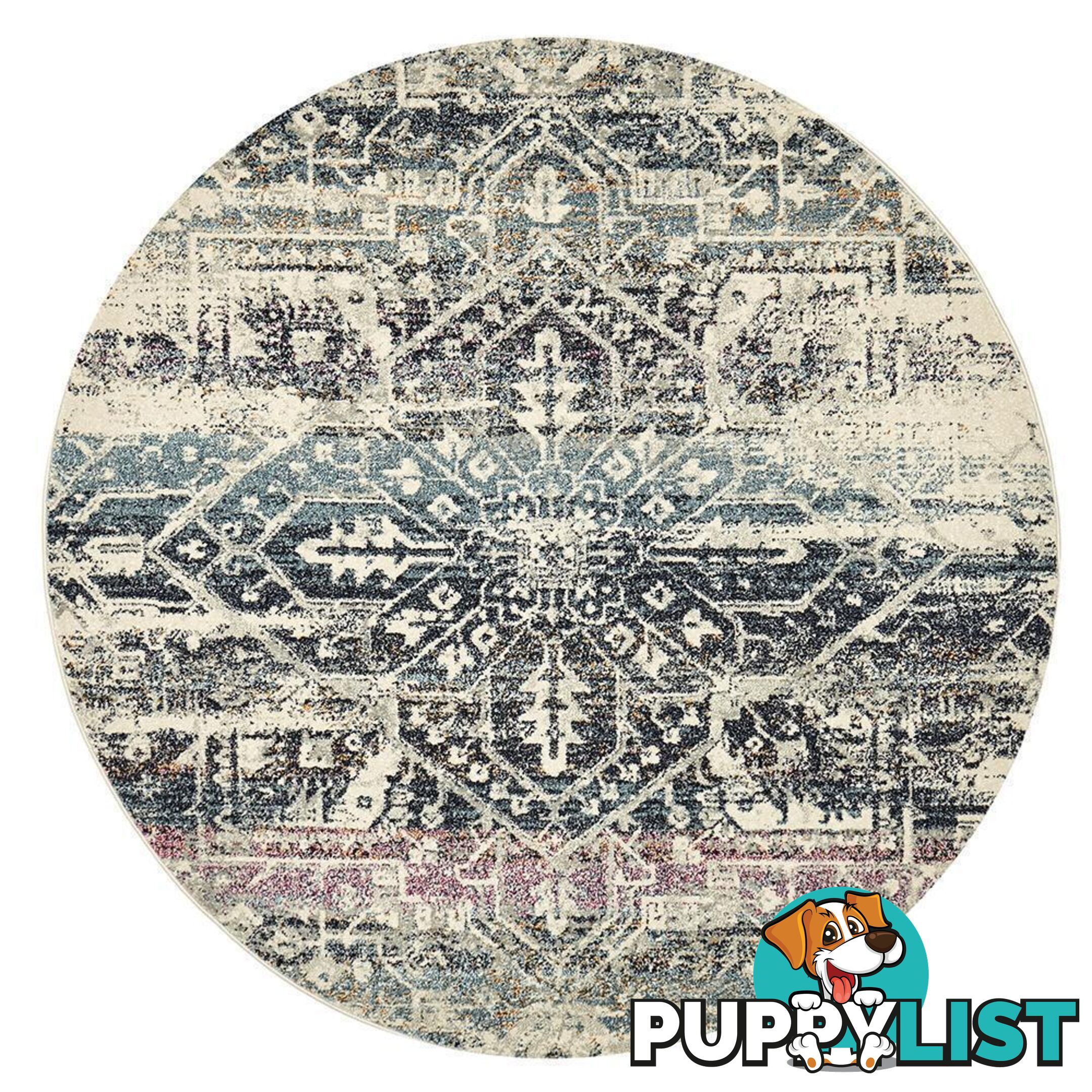 Museum Layton Blue Round Rug - Unbranded - 9375321851237