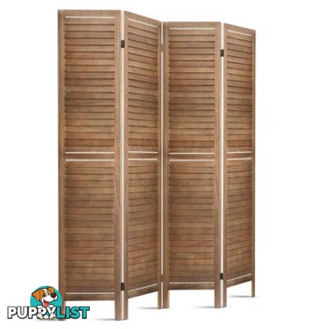 Room Divider Foldable Partition Stand 4 Panel Brown - Artiss - 9350062190814