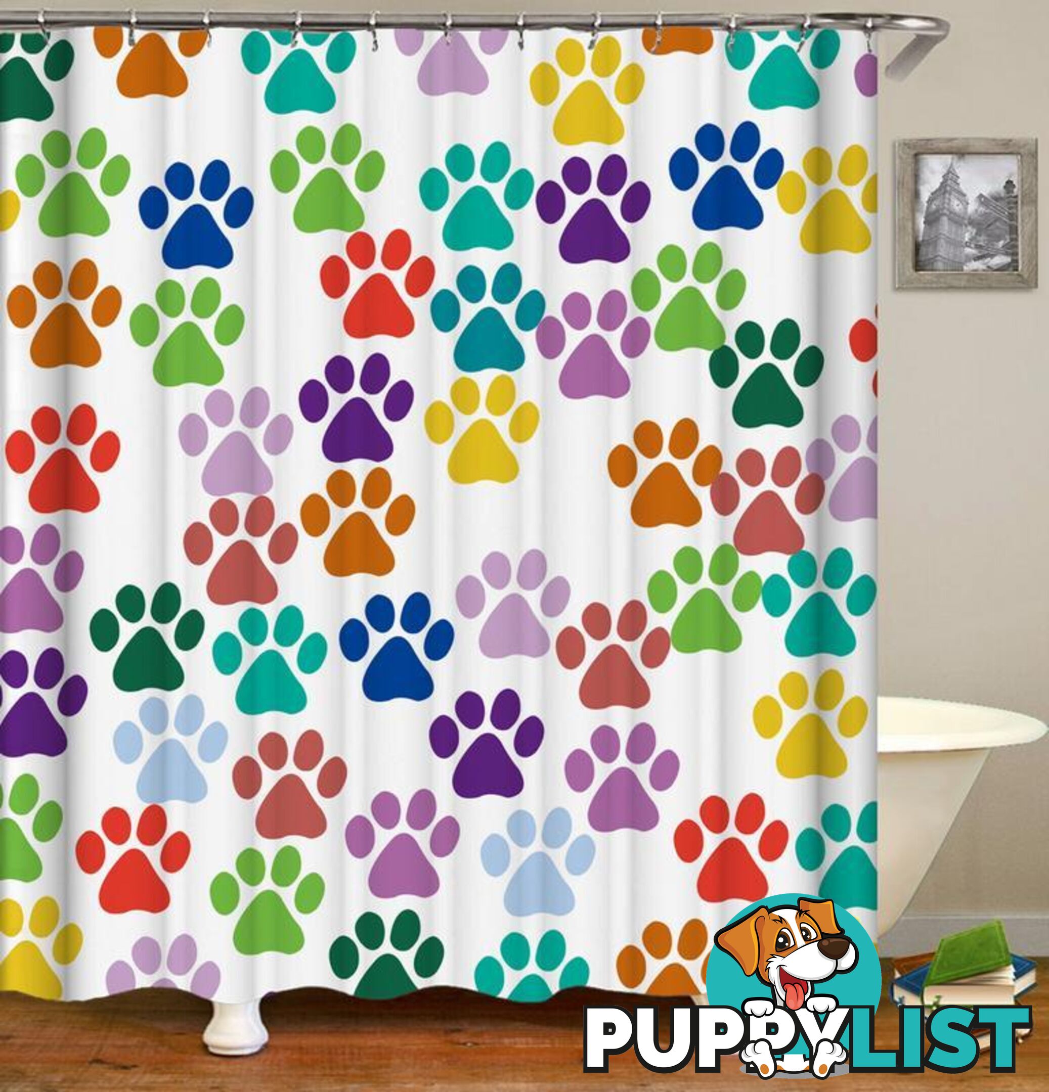 Colorful Dog Paws Shower Curtain - Curtain - 7427005914225