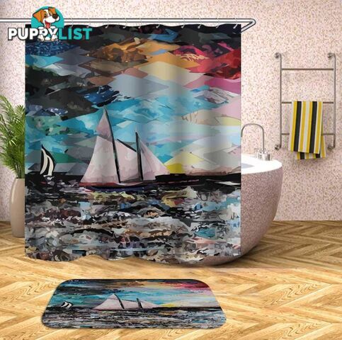 Art Painting Sailboat Shower Curtain - Curtain - 7427046051347