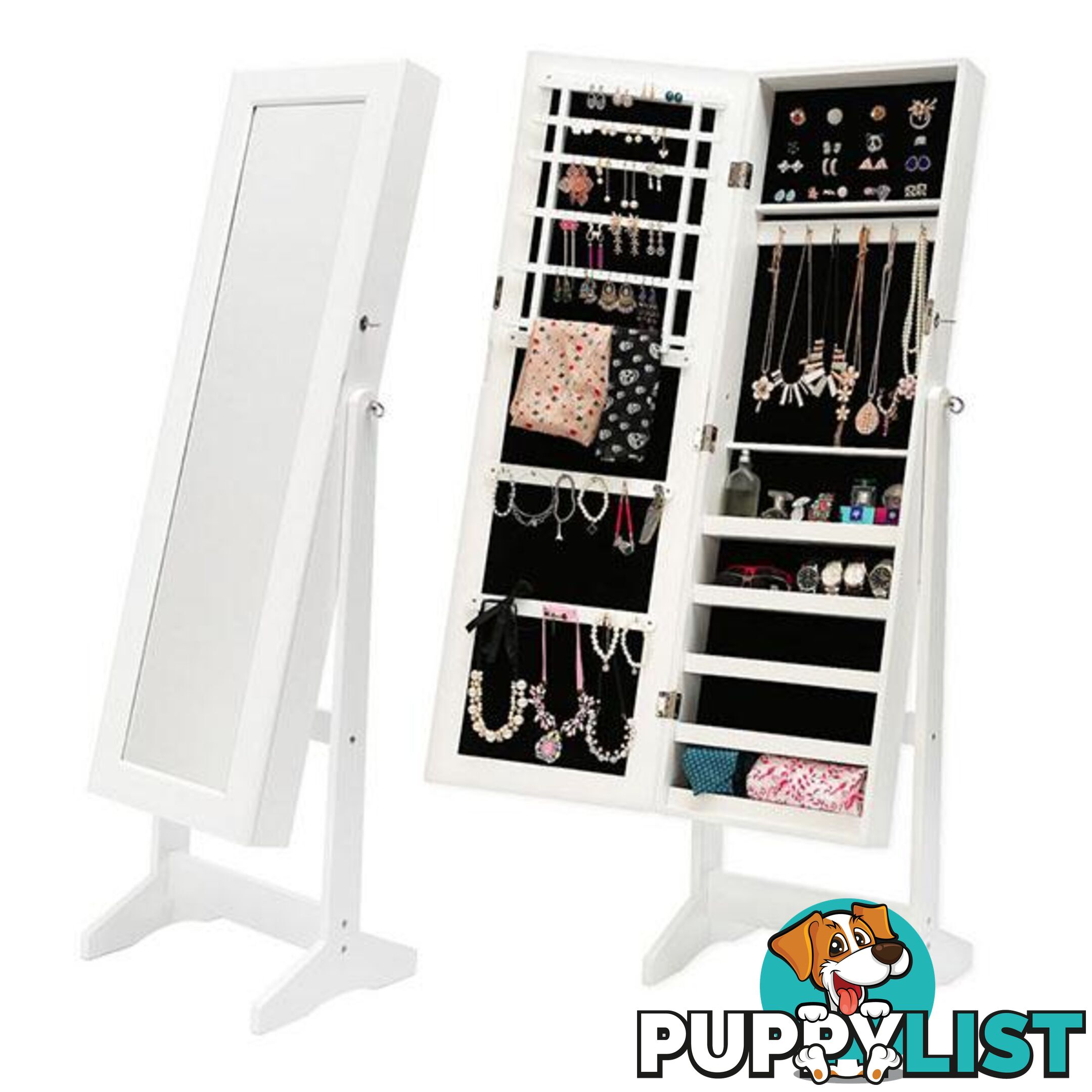 Mirror Jewellery Cabinet Luvo White - Unbranded - 9352338001053