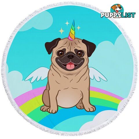 Cute Unicorn Pug Beach Towel - Towel - 7427046340182