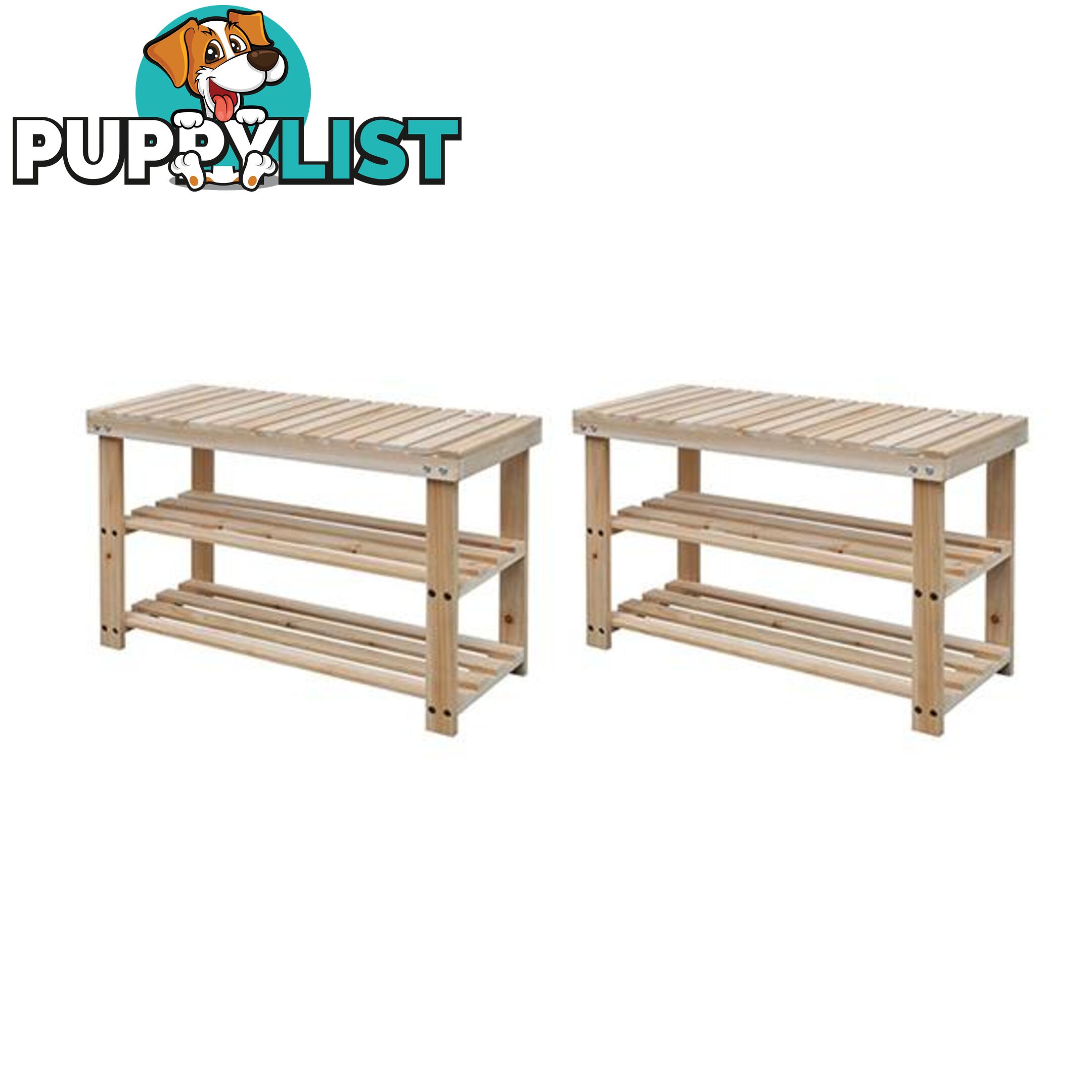 2 In 1 Shoe Rack With Bench Top 2 Pcs Solid Wood - Unbranded - 7427046167918