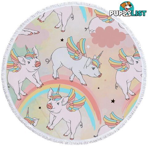 Rainbow Unicorn Pigs Beach Towel - Towel - 7427046304962