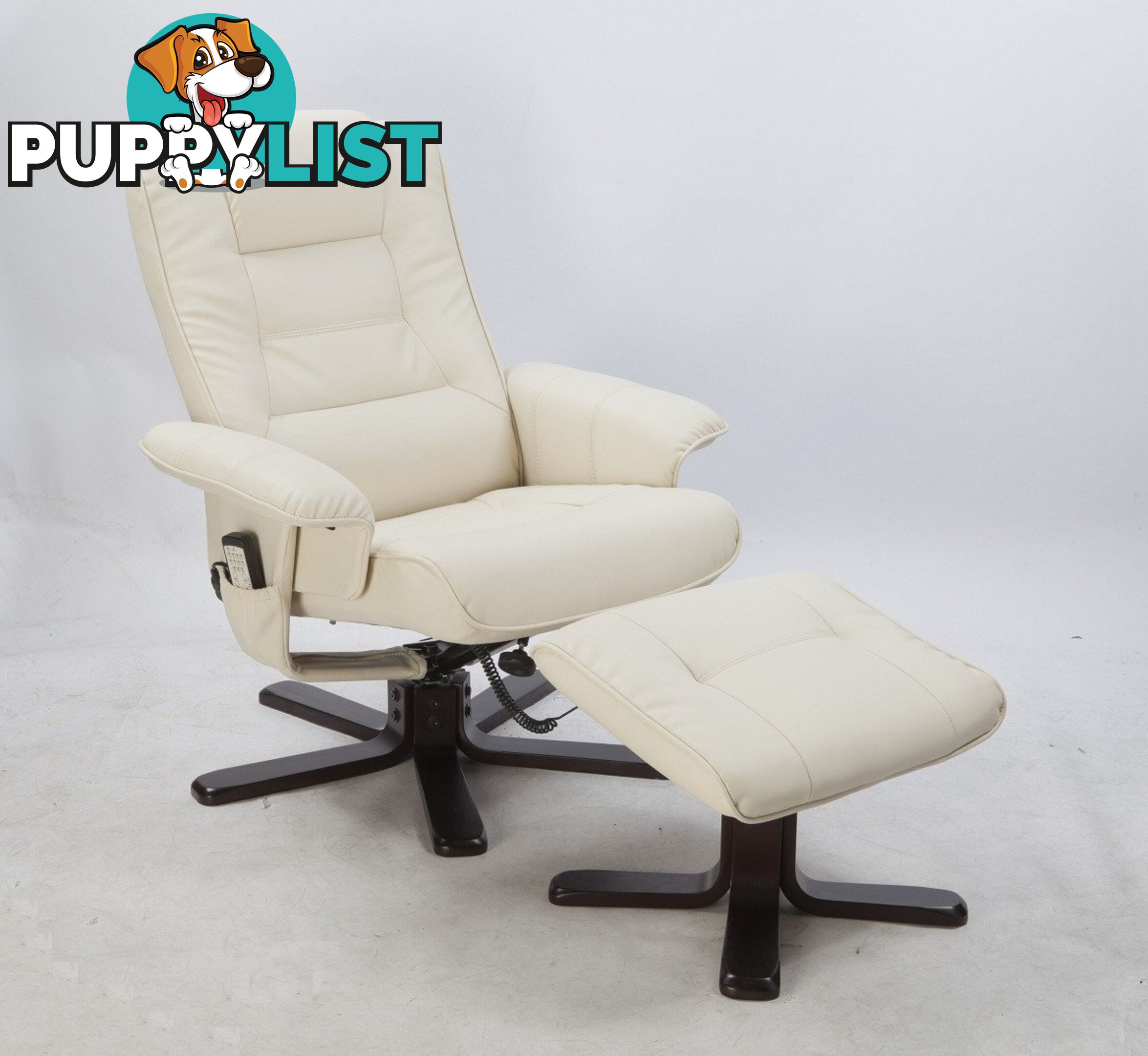 Massage Recliner with Footrest - Cream - Unbranded - 4344744435664