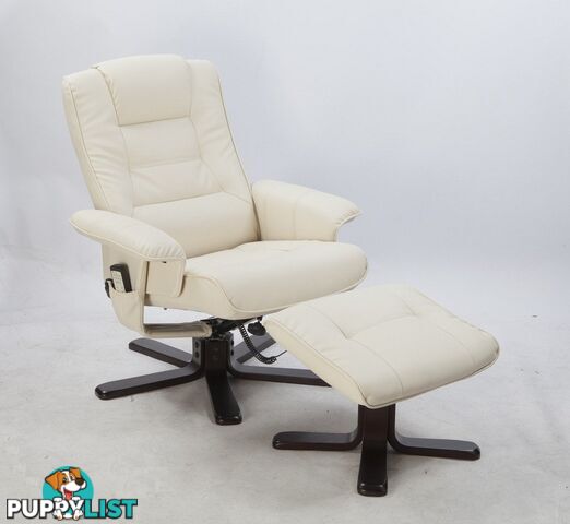 Massage Recliner with Footrest - Cream - Unbranded - 4344744435664