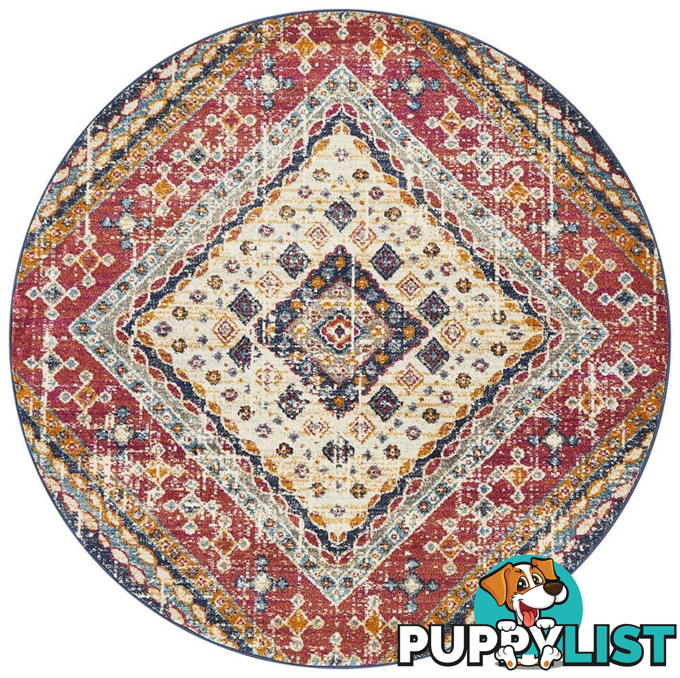 Babylon Round Diamond Multi Coloured Rug - Unbranded - 9375321874601