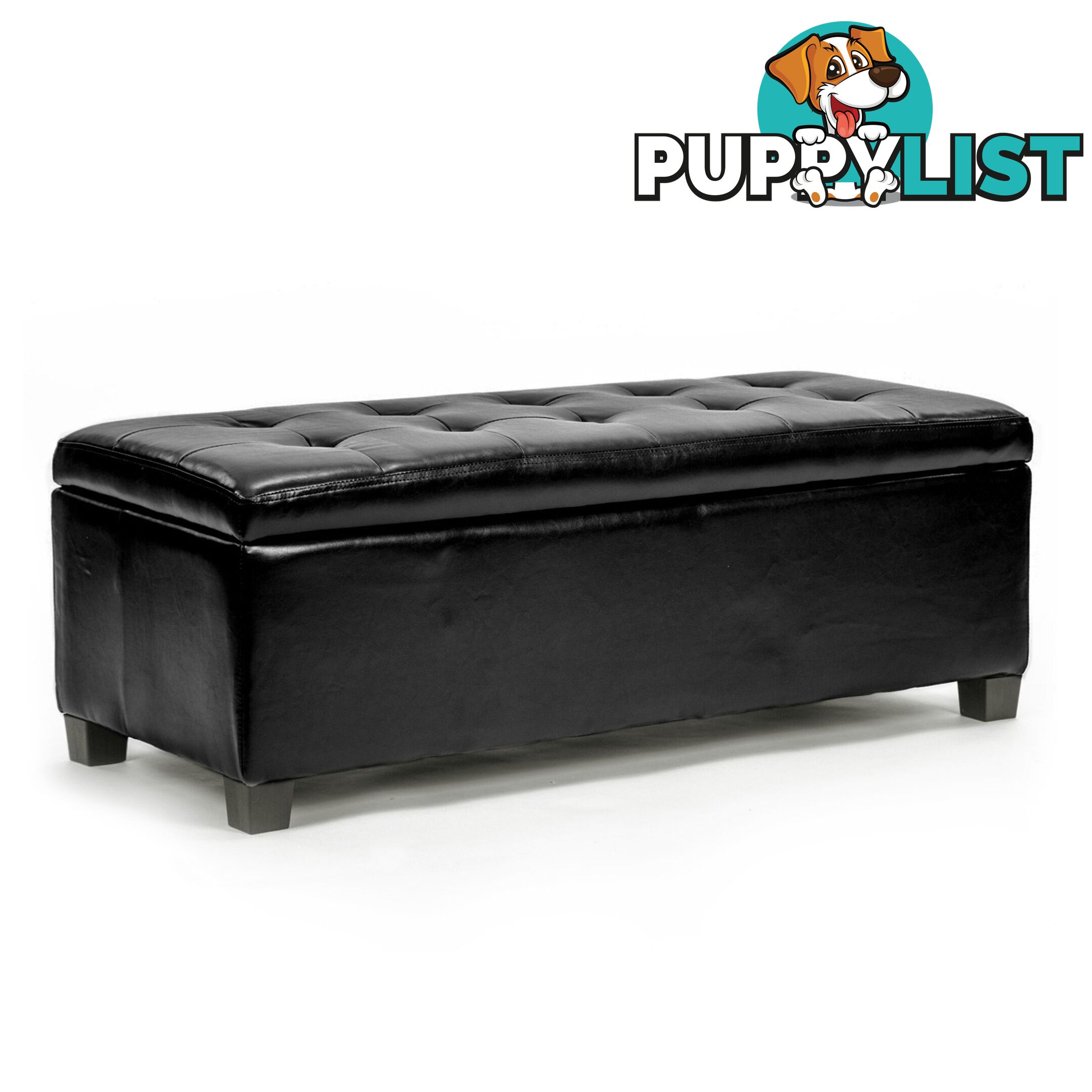 Storage Ottoman Leather - BLACK - Unbranded - 9352338007857