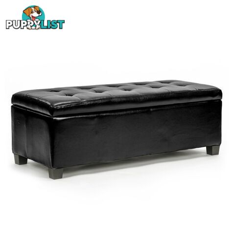 Storage Ottoman Leather - BLACK - Unbranded - 9352338007857