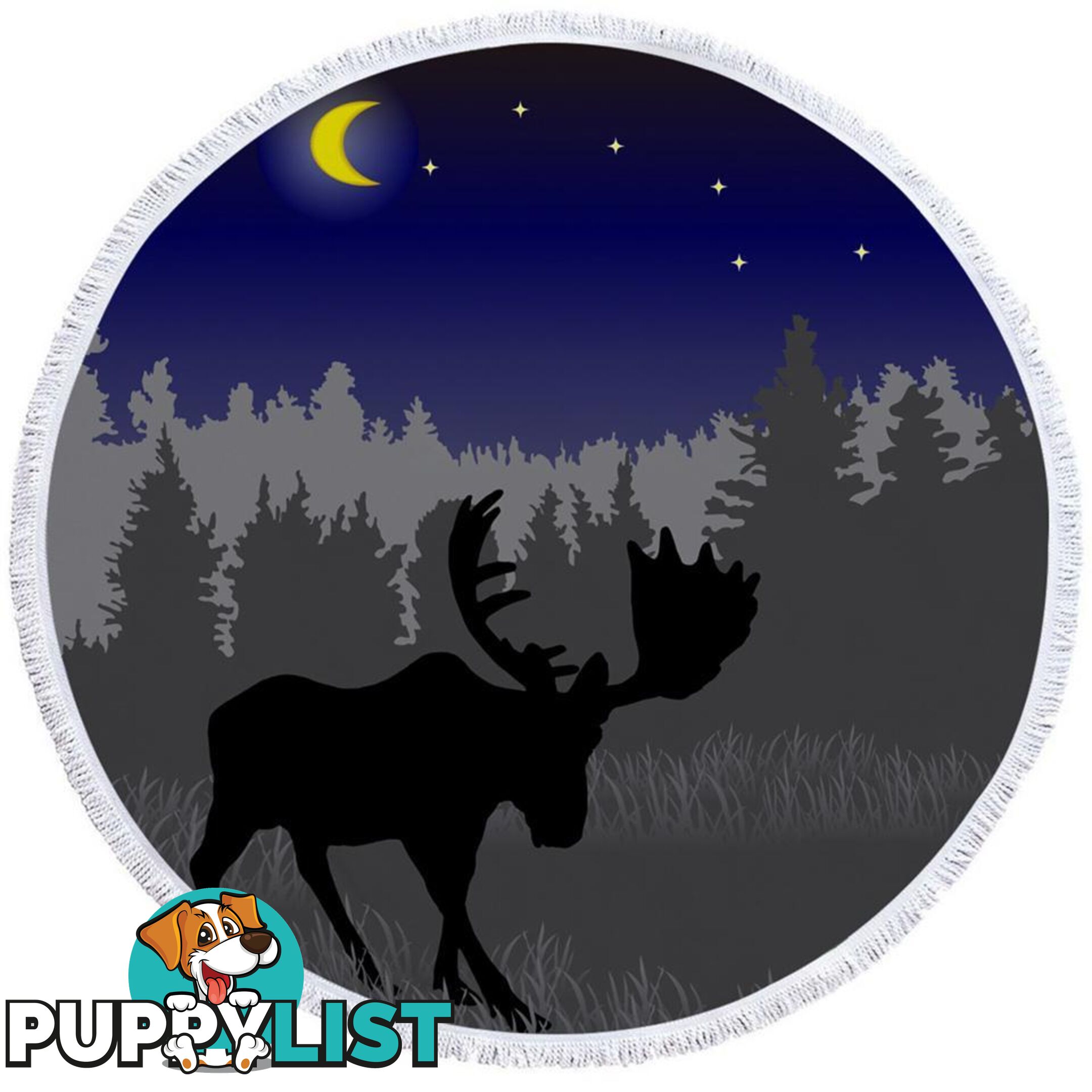 Moon Light Moose Beach Towel - Towel - 7427046304849