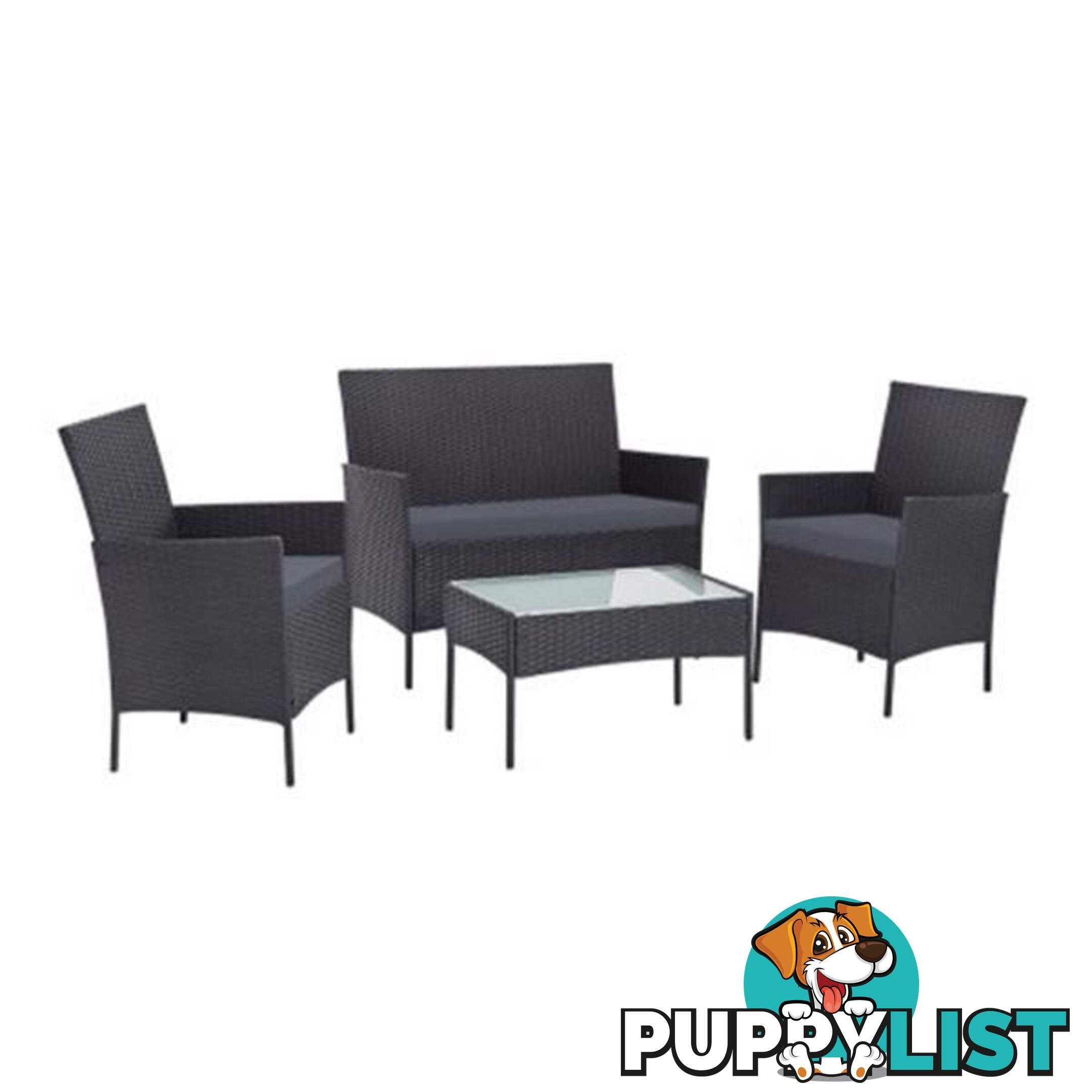 4 Piece Wicker Outdoor Set Dark Grey - Gardeon - 9350062234792