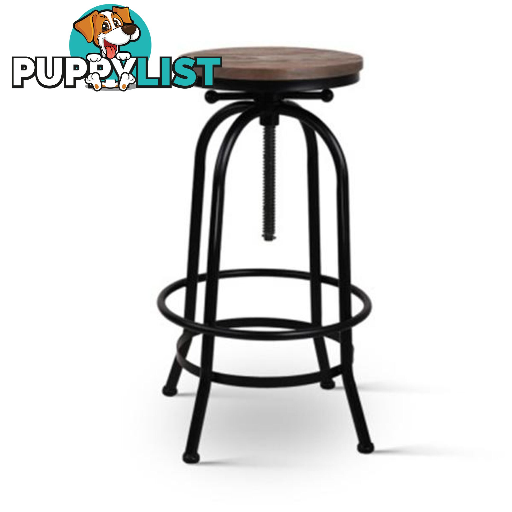 Rustic Industrial Round Bar Stool - Artiss - 4344744397825