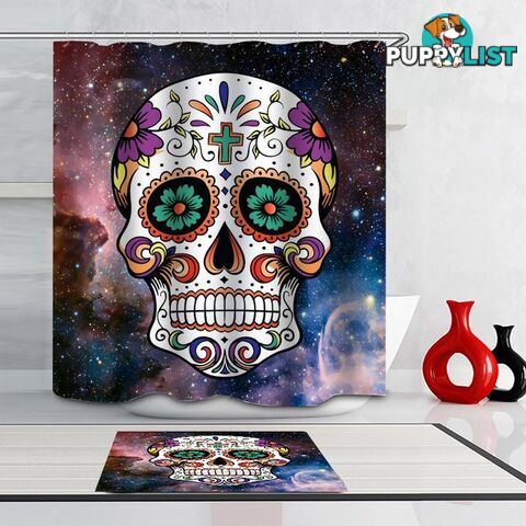 Space Sugar Skull Shower Curtain - Curtain - 7427045926417