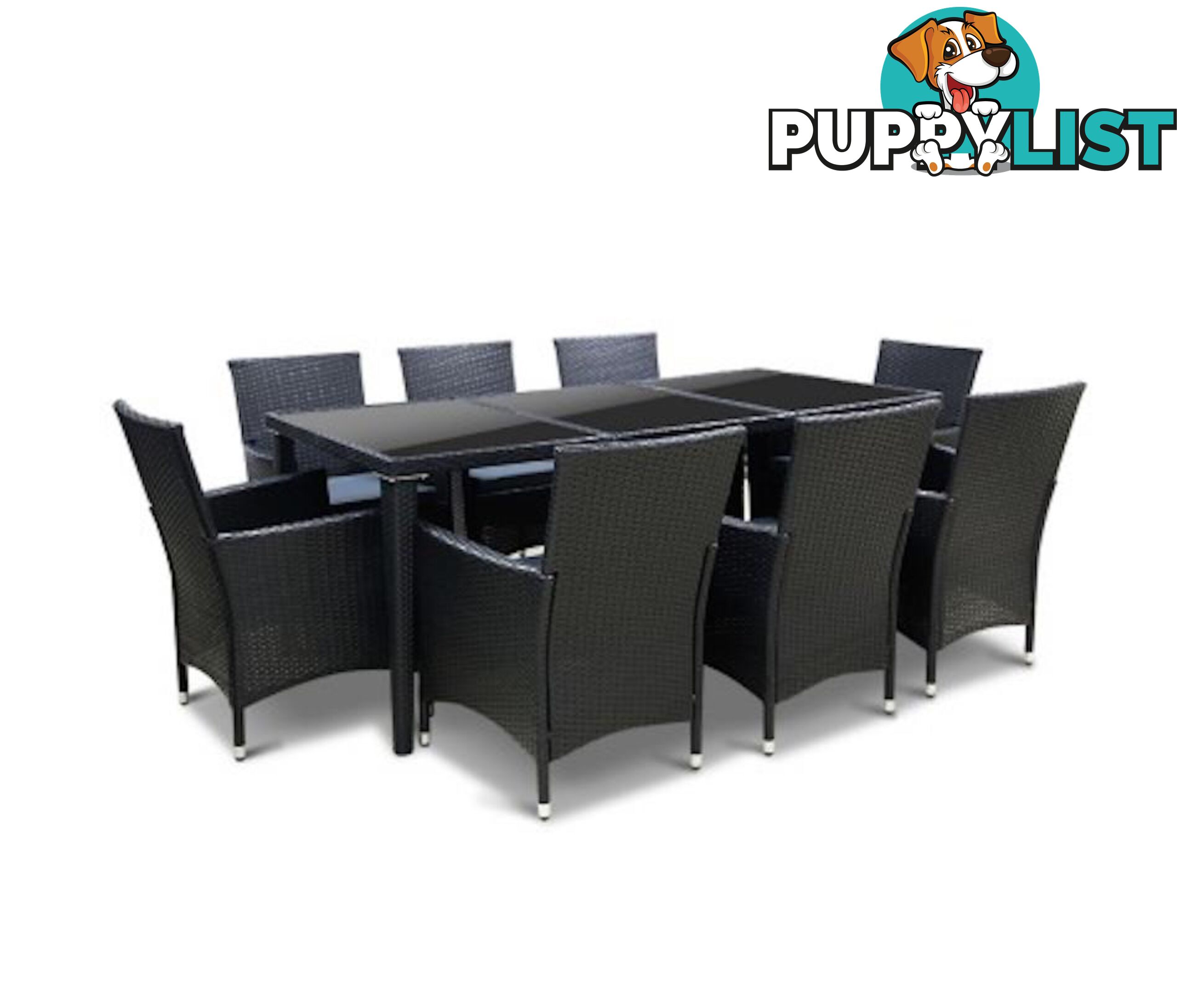 Gardeon 9 Piece Outdoor Dining Set - Black - Gardeon - 9476062053819