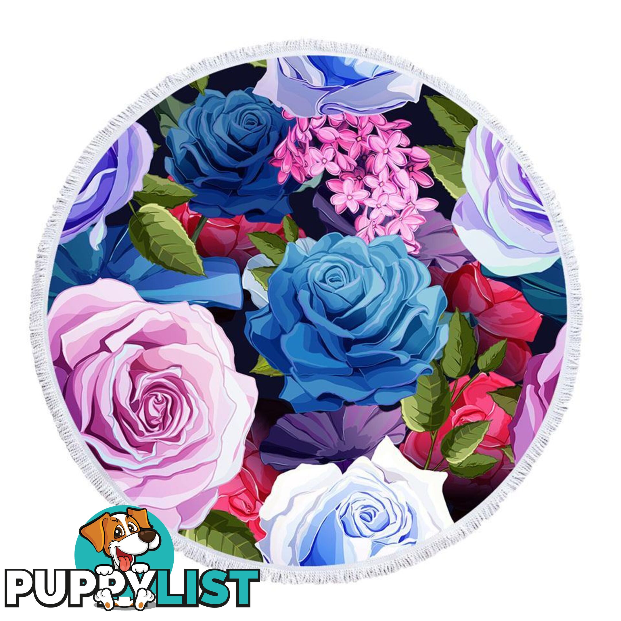 Blue and Purplish Roses Beach Towel - Towel - 7427046341363