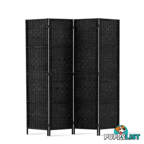 4 Panel Room Divider Privacy Screen Rattan Woven Wood Stand - Unbranded - 9350062213490