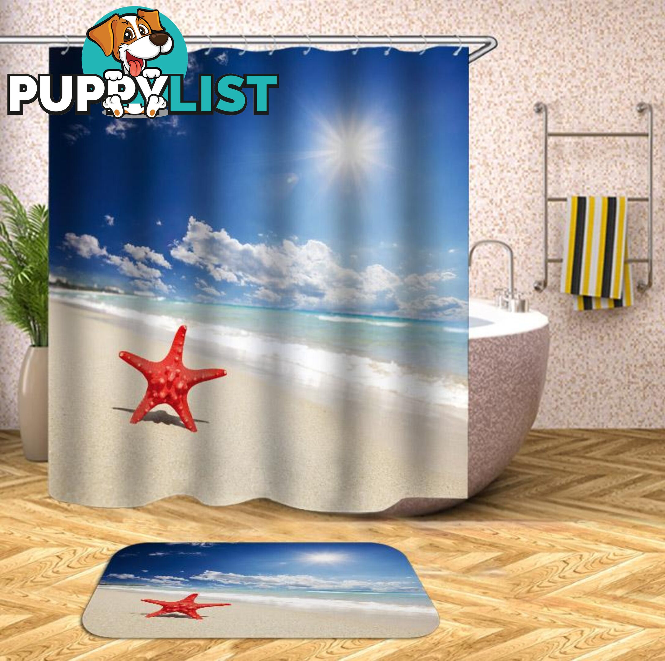 Single Starfish On The Beach Shower Curtain - Curtains - 7427045949898