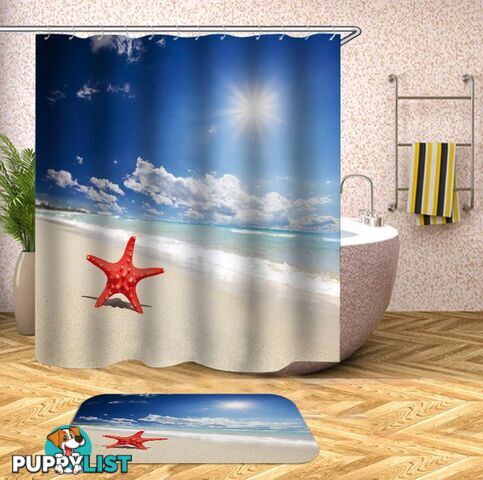 Single Starfish On The Beach Shower Curtain - Curtains - 7427045949898