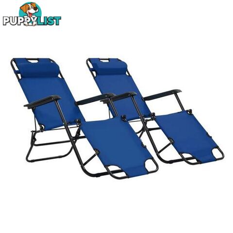 Folding Sun Loungers 2 Pcs With Footrests Steel - Unbranded - 8718475621409