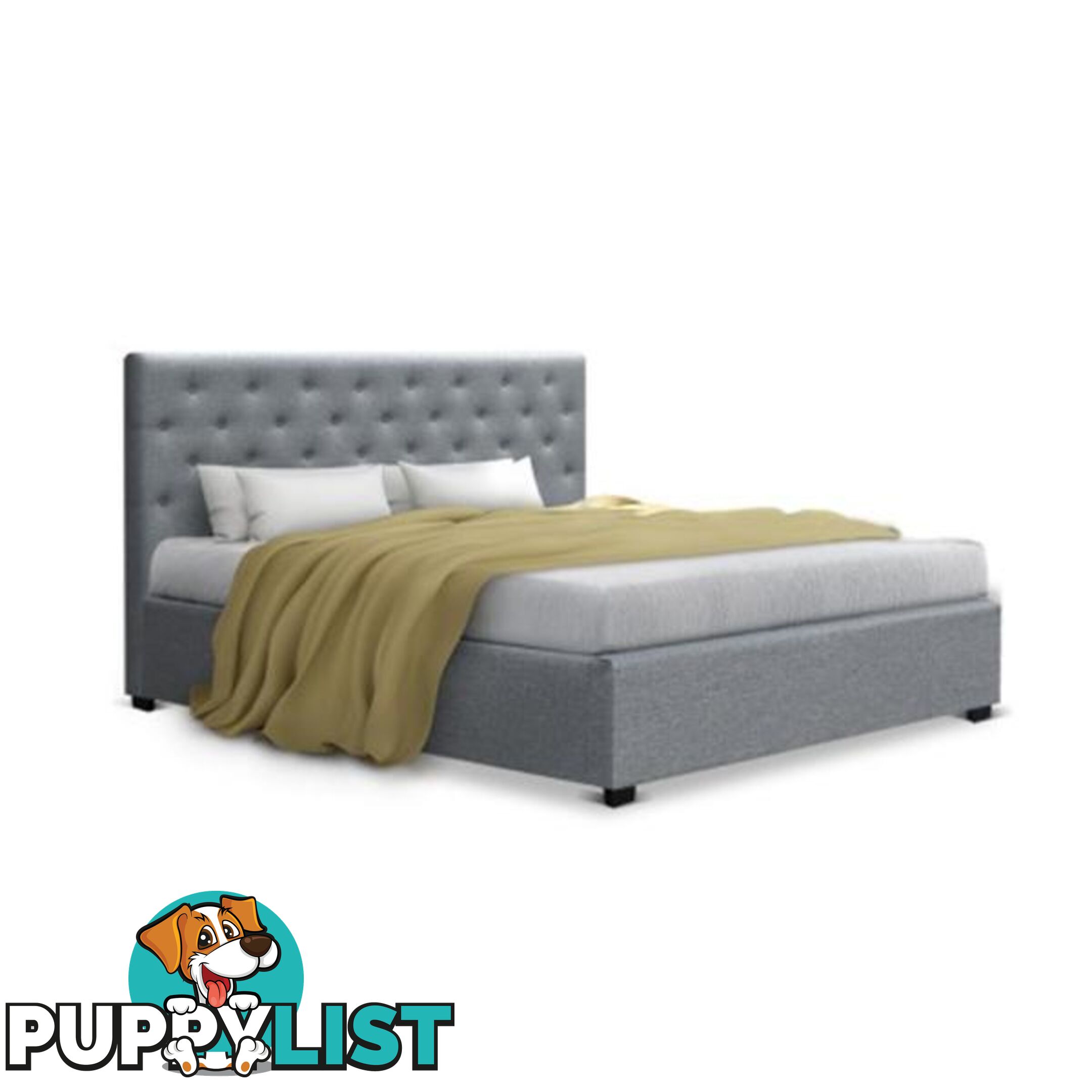 Artiss King Size Gas Lift Bed Frame Mattress Fabric Wooden Grey Ware - Artiss - 7427046174145